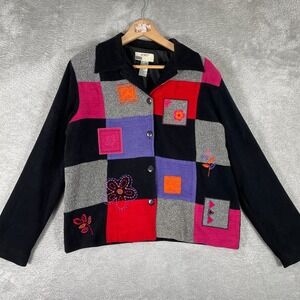 Koret Jacket Womens Medium Patchwork Embroidered Floral Art to Wear Vintage